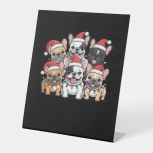 Christmas French Dogs Oversized T-Shirt Pedestal Sign