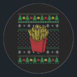 Christmas French Fries Ugly Sweater  Classic Round Sticker<br><div class="desc">Christmas French Fries Ugly Sweater</div>
