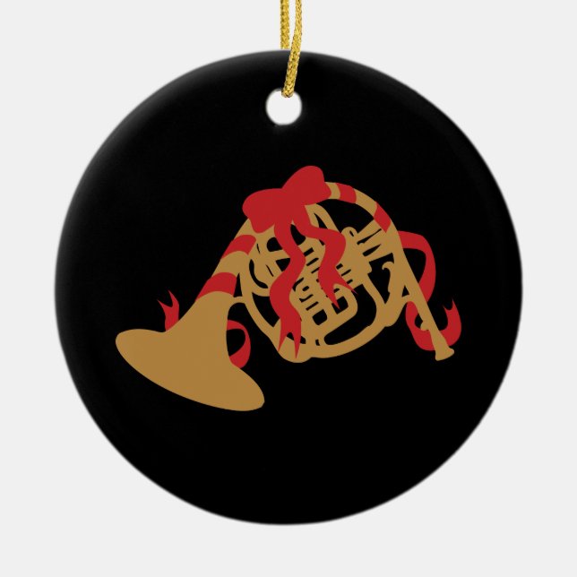 Christmas French Horn Ceramic Tree Decoration (Front)