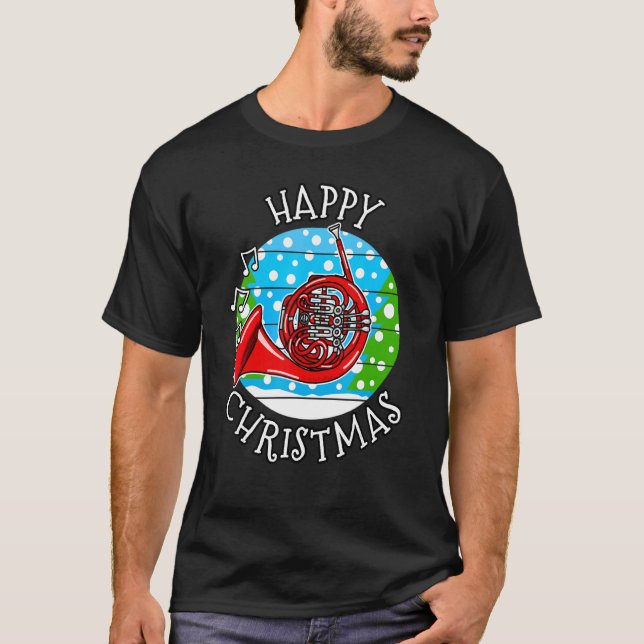 Christmas French Horn  Hornist Brass Musician  Xma T-Shirt (Front)