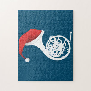 Christmas French Horn Shirt - Santa French Horn Jigsaw Puzzle
