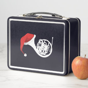 Christmas French Horn Shirt - Santa French Horn Metal Lunch Box