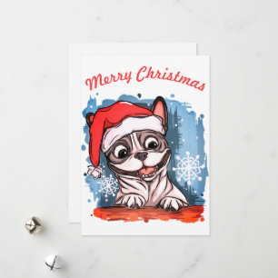 Christmas frenchie holiday card