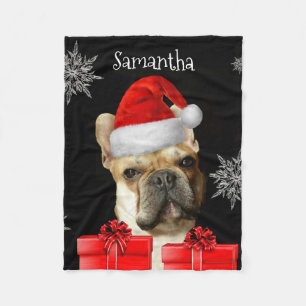 Christmas Frenchie personalised dog fleece blanket