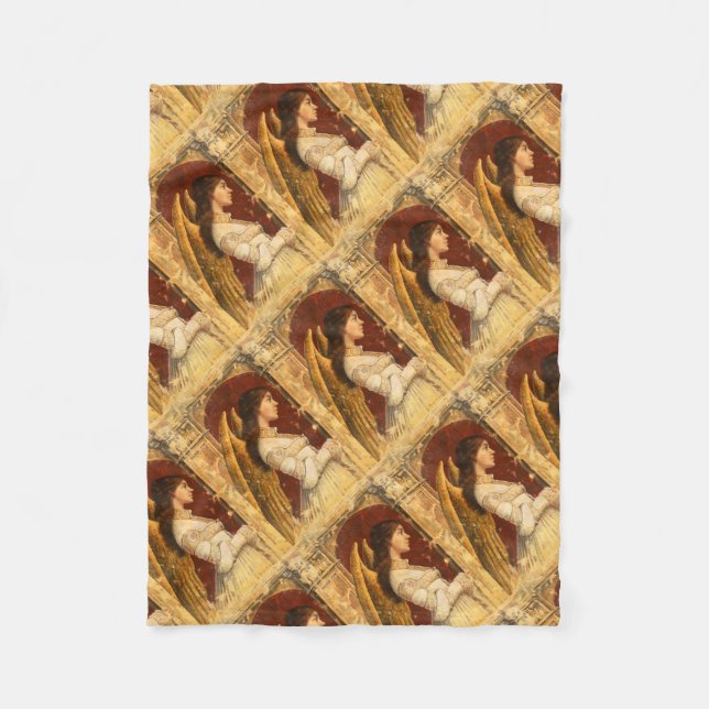 Christmas Fresco Angel Fleece Blanket (Front)