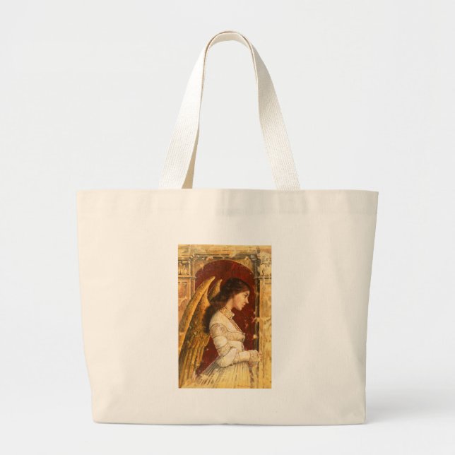 Christmas Fresco Angel Large Tote Bag (Front)