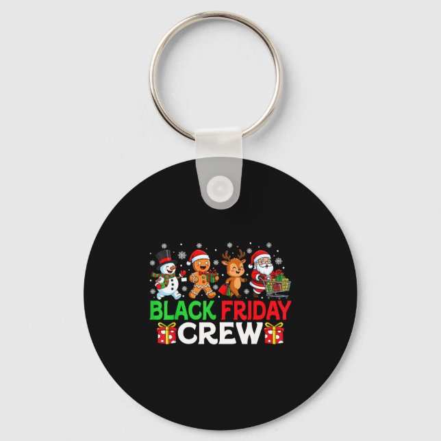 Christmas Friday Shopng Crew Black Shopng Family F Key Ring (Front)