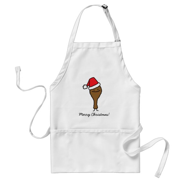 Christmas Fried Chicken leg Santa hat drumstick Standard Apron (Front)