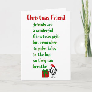 Christmas Friend, A Funny Merry Christmas Poem Card