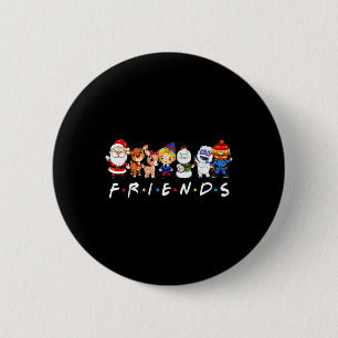 Christmas Friends Santa Rudolph Snowman Family Xma 6 Cm Round Badge