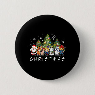 Christmas Friends Santa Rudolph Snowman Family Xma 6 Cm Round Badge
