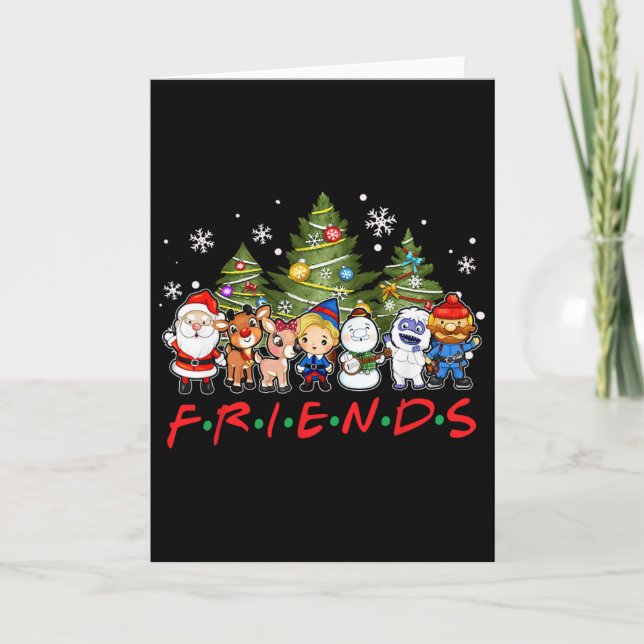 Christmas Friends Santa Rudolph Snowman Family Xma Card (Front)