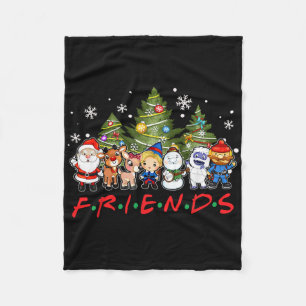 Christmas Friends Santa Rudolph Snowman Family Xma Fleece Blanket