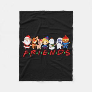 Christmas Friends Santa Rudolph Snowman Family Xma Fleece Blanket