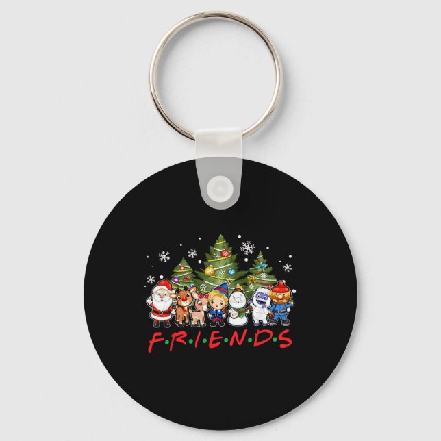 Christmas Friends Santa Rudolph Snowman Family Xma Key Ring (Front)