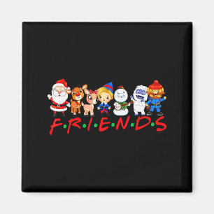 Christmas Friends Santa Rudolph Snowman Family Xma Magnet
