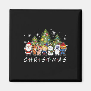 Christmas Friends Santa Rudolph Snowman Family Xma Magnet