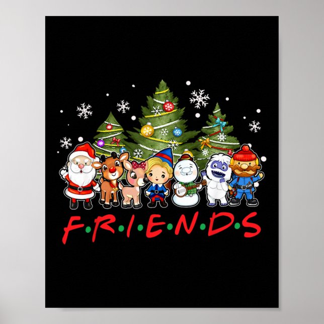 Christmas Friends Santa Rudolph Snowman Family Xma Poster (Front)