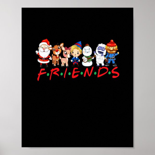 Christmas Friends Santa Rudolph Snowman Family Xma Poster (Front)