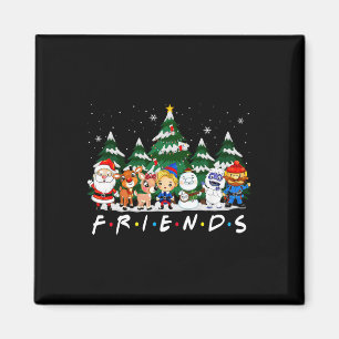 Christmas Friends Santa Rudolph Snowman Xmas Famil Magnet