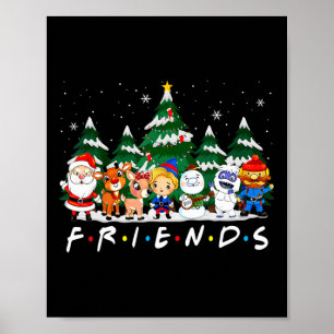 Christmas Friends Santa Rudolph Snowman Xmas Famil Poster