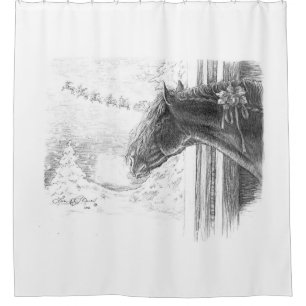 Christmas Friesian Stallion Shower Curtain