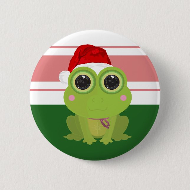 Christmas Frog 6 Cm Round Badge (Front)