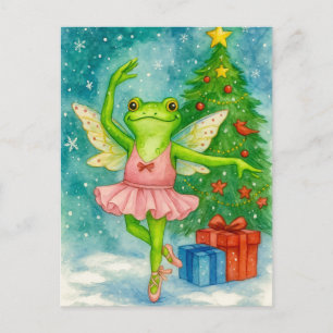 Christmas Frog Ballerina Postcard