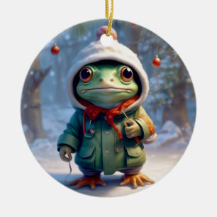 Christmas Frog Ceramic Tree Decoration