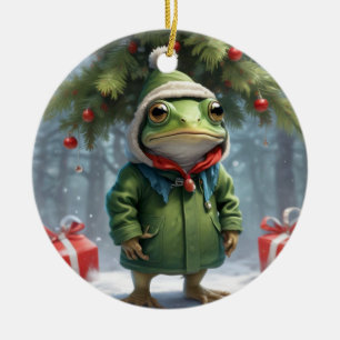 Christmas Frog Ceramic Tree Decoration