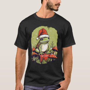 Christmas Frog Cottagecore Cute Mushroom Aesthetic T-Shirt