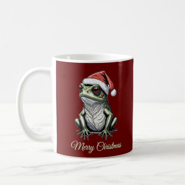 Christmas Frog Cottagecore Vintage Victorian Coffee Mug (Left)
