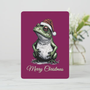 Christmas Frog Cottagecore Vintage Victorian Holiday Card