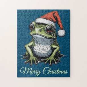 Christmas Frog Cottagecore Vintage Victorian Jigsaw Puzzle