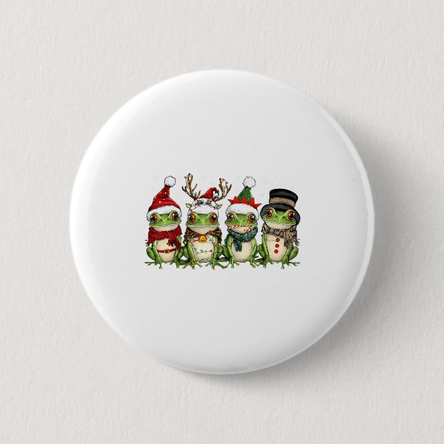 Christmas Frog Crew Santa Elf Reindeer Xmas Lights 6 Cm Round Badge (Front)