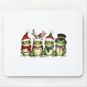 Christmas Frog Crew Santa Elf Reindeer Xmas Lights Mouse Mat