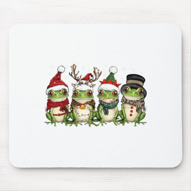 Christmas Frog Crew Santa Elf Reindeer Xmas Lights Mouse Mat (Front)