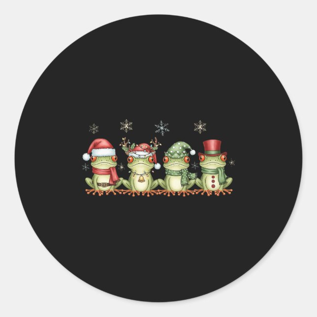 Christmas Frog Funny Men Women Kids Cute Hoppy Xma Classic Round Sticker (Front)