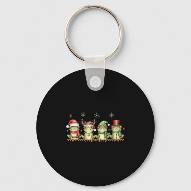 Christmas Frog Funny Men Women Kids Cute Hoppy Xma Key Ring (Front)