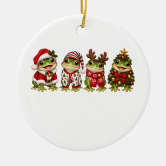 Christmas Frog Holiday Friends Ceramic Tree Decoration
