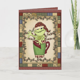 Christmas Frog Holiday Greeting card