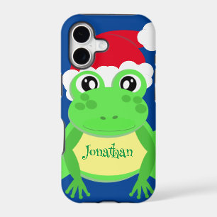 Christmas Frog Santa Hat Blue Novelty
