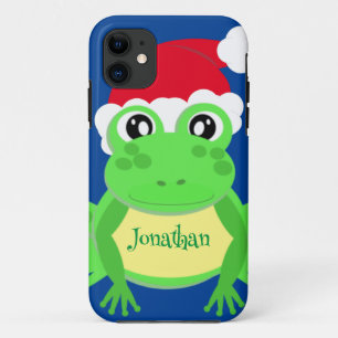 Christmas Frog Santa Hat Blue Novelty  iPhone 11 Case