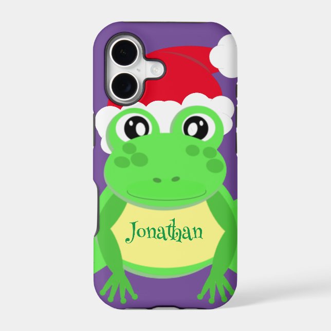 Christmas Frog Santa Hat Pattern Novelty Purple (Back)