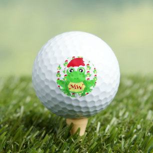 Christmas Frog Santa Hat Pattern White Novelty Golf Balls