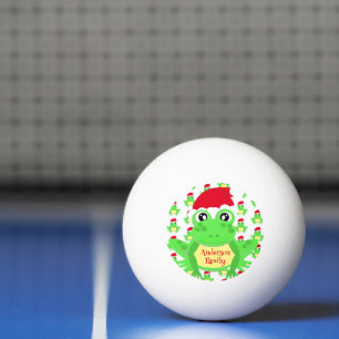 Christmas Frog Santa Hat Pattern White Novelty  Ping Pong Ball