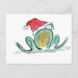 Christmas Frog, Sumi-e Holiday Postcard