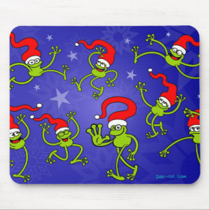 Christmas Frogs jumping, dancing and celebrating! Mouse Mat