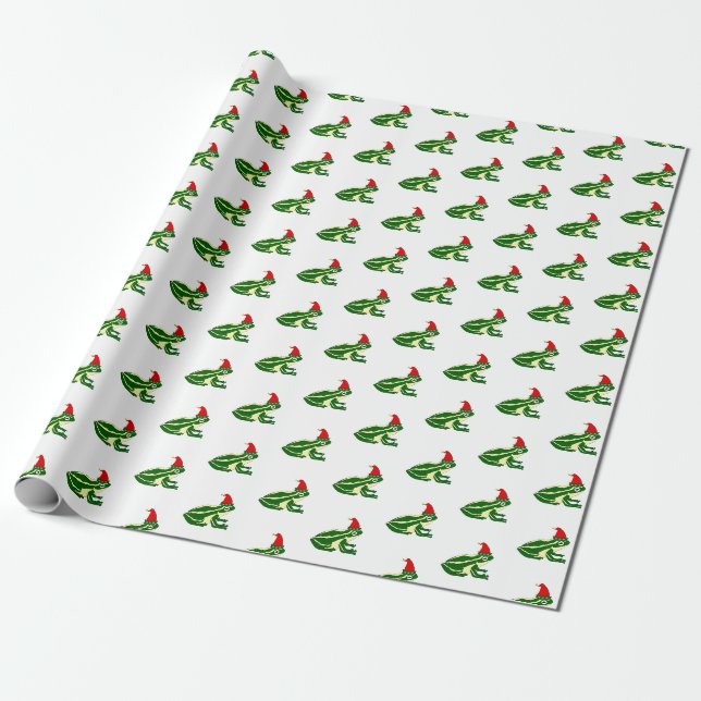 Christmas Frogs Wrapping Paper (Unrolled)
