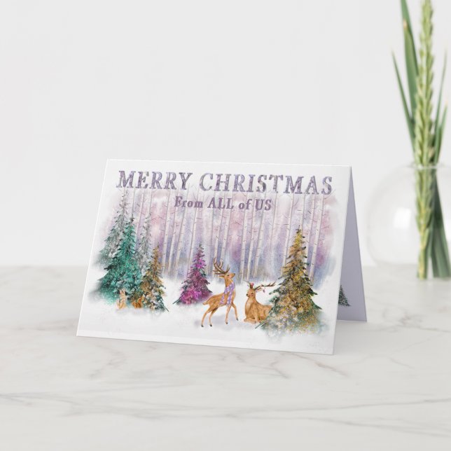Christmas From All of Us Forest Wildlife Card (Front)